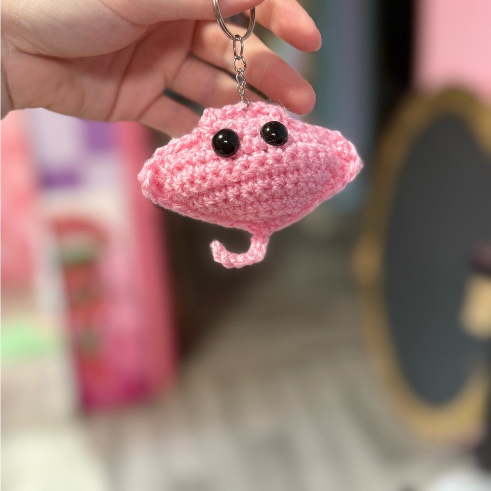 Pink Crochet Stingray Keychain